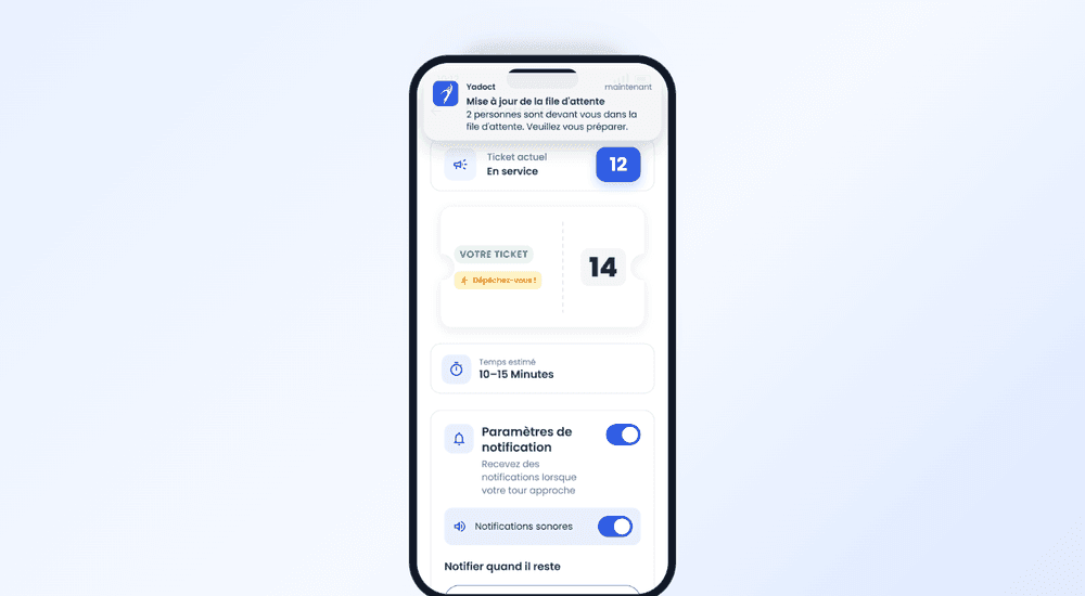 The patient app: his ticket, the one in consultation, the estimate